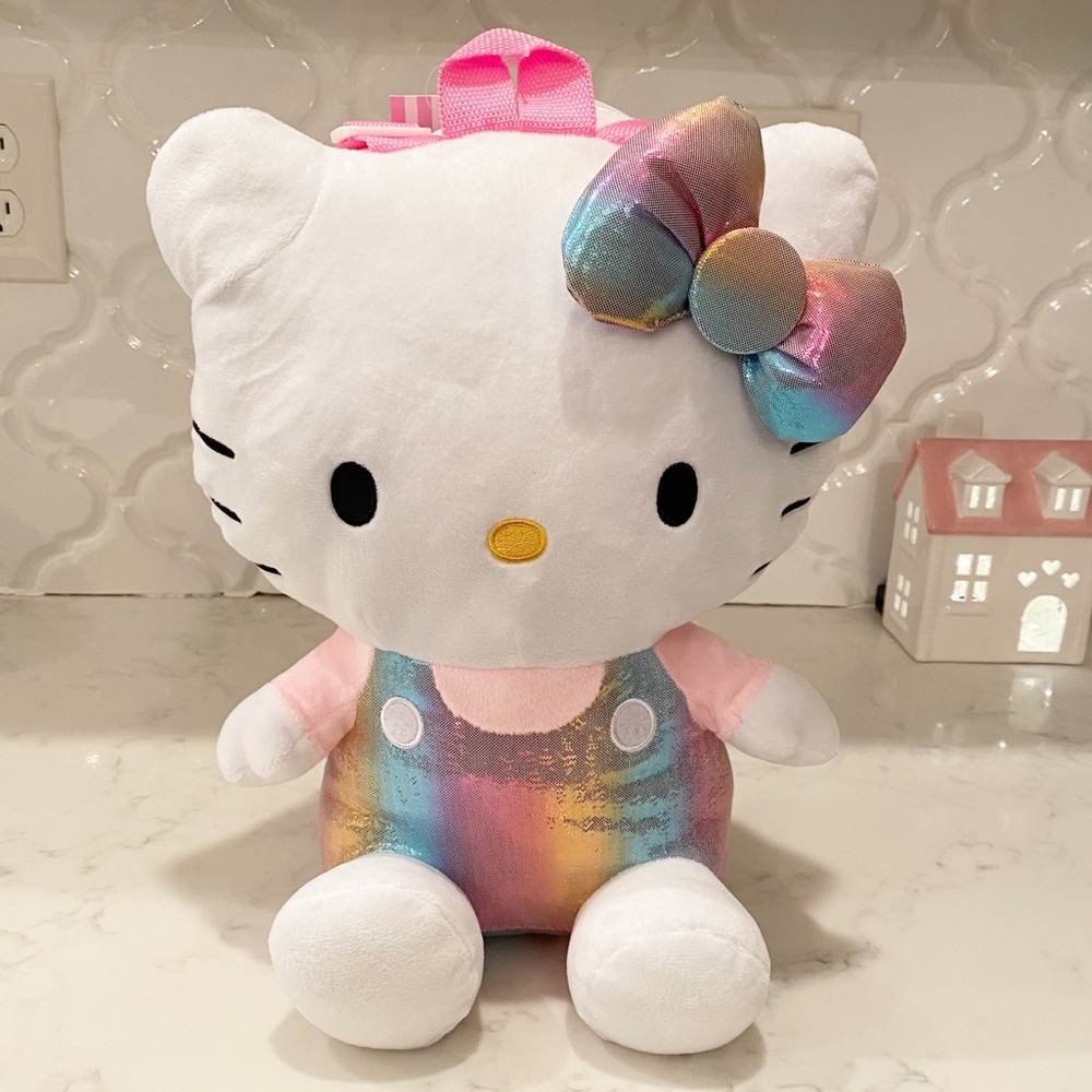Hello Kitty Plush Backpack Rainbow 14 inch